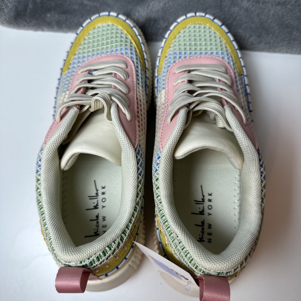 Nicole Miller New York Mixed Media Brita Platform Patch Sneaker Shoes NEW 7 - Picture 8 of 16
